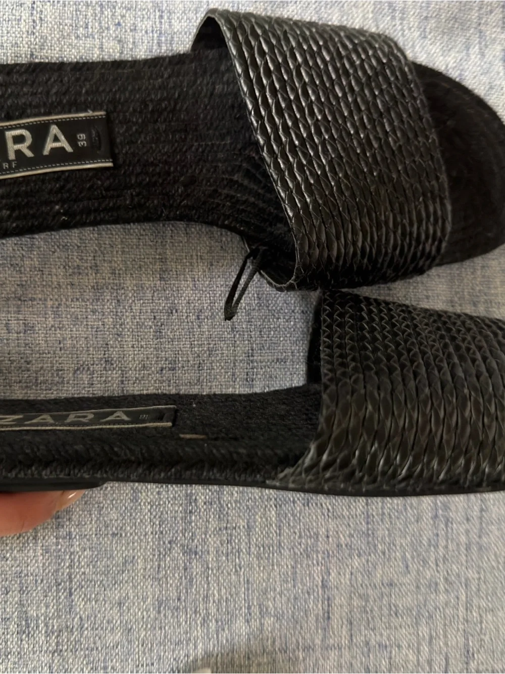 Zara TRF Black Woven Slide Sandals Size 39 US 8-8.5 - Picture 3 of 3